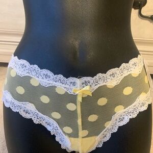 Yellow Polka Dot Lace Trim Panties